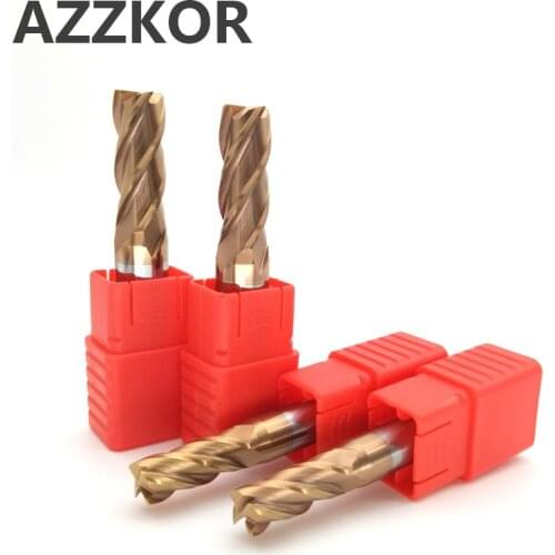 Key Machine Face End Mill Coating Milling Cutter Carbide Tungsten Steel AZZKOR Top 6 Handle Working Cutting Endmill 50L/75L/100L