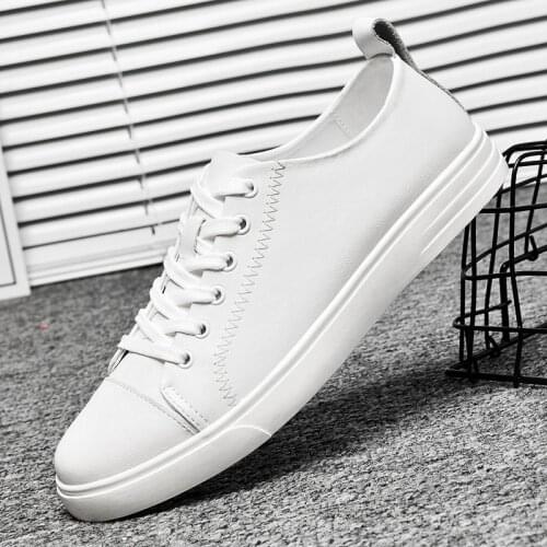 Genuine Leather Men Shoes Men Casual Shoes Flat Shoes Black White Walking Shoes