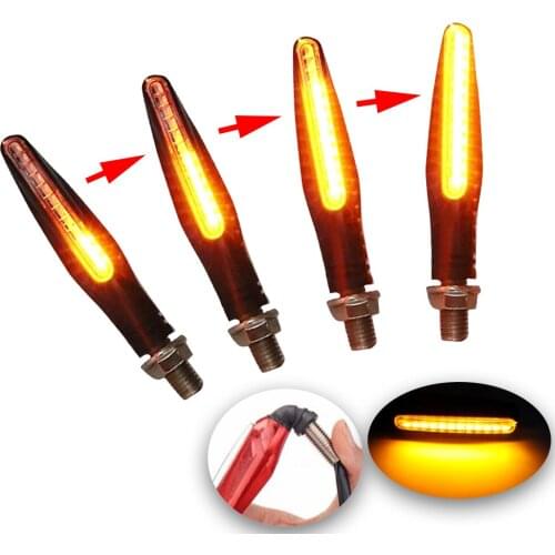 Universal 4X Motorcycle Turn Signal Light LED Flicker Motocross Flowing Water Blinker Flexible Bendable Tail Indicator Lamp