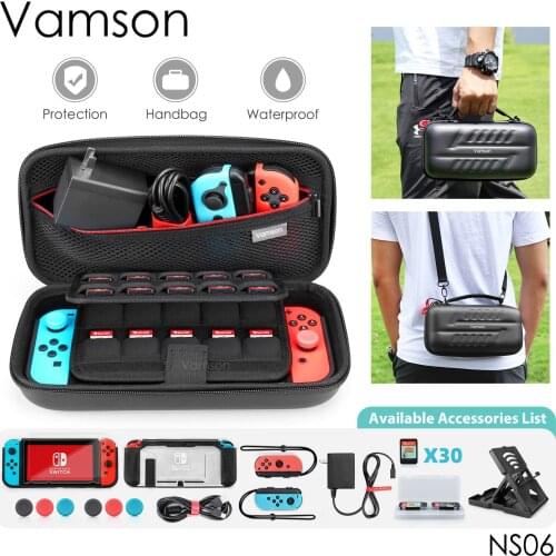 Vamson for Nitendo Switch Accessories Waterproof Travel Carrying Bag TPU Grip Protective Cover for Nintendo Switch Case NS06