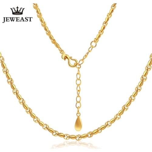 XXX24K Pure Gold Necklace Real AU 999 Solid Gold Chain Smooth Simple Upscale Trendy Classic Party Fine Jewelry Hot Sell New 2019