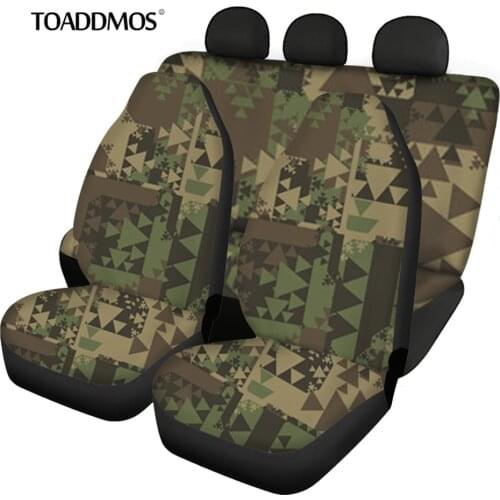 TOADDMOS Wholesale Stretch Seat Protector for Cars Camouflage Aztec Green Army Front and Rear Car Seat Covers Washable Remove