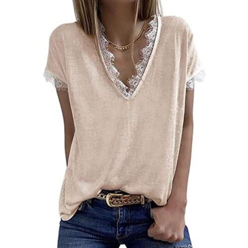 Women Casual T-Shirt V Neck Breathable Short Sleeve Women Solid Color Loose Shirt for Summer Fashion Tops Ladies Tees Clothing