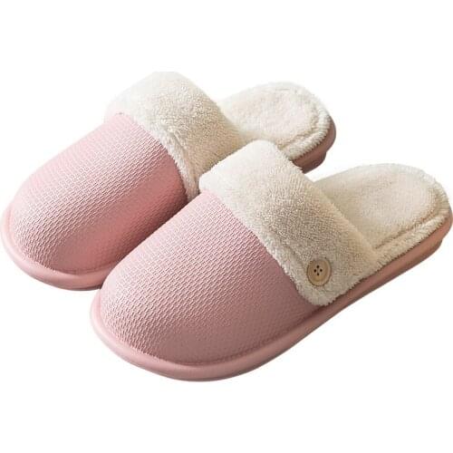 Ladies Women Winter 2020 New Cotton Slippers Ladies Waterproof Non-slip Warm Indoor Home Plush Couple Home Slippers Women
