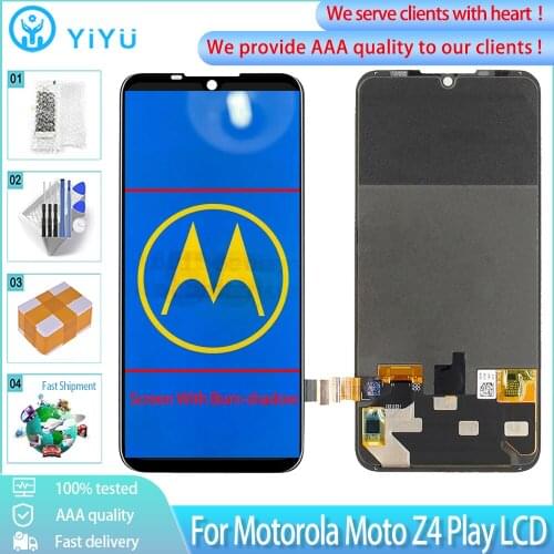 For Motorola Moto Z4 Play LCD Display Touch Screen Digitizer Assembly Replacement With Burn-shadow For Moto Z4 Orig AMOLED LCD