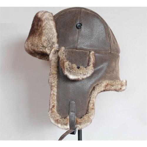 B-8480 Adult Winter Warm Lei Feng Hat Mens Leather Ear Protection Hat Man Lady Winter Cap Ear Bomber Hats Warm Hat
