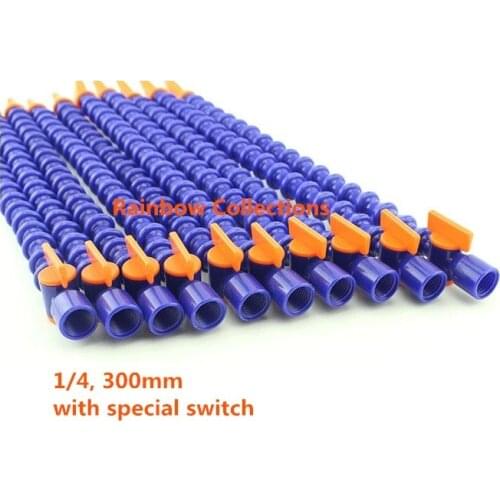 1Pcs 1/4'' 300mm Round Flat Flexible Plastic Water Oil Cooling Pipe Hose Lathe CNC Injection Pipe With Special Switch