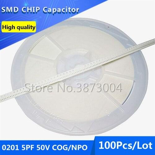 100pcs 0201 5PF 50V COG/NPO 0.25% Thick Film Chip Multilayer Ceramic Capacitor