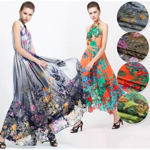 135*50cm 100% silk Chiffon Fabric Flower pure mulberry silk tulle diy sewing dress fabric Silk scarf Wedding Dress Clothes tissu