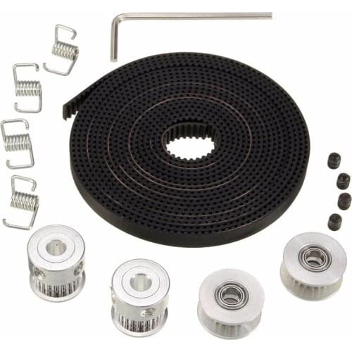 2X GT2 Pulley 20 Teeth Bore 5mm + 8ft 2.5m 2GT GT2 Timing Belt & 2X Idler 4X Tensioner for 3D printer RepRa