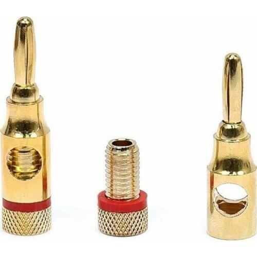 4pcs 4mm Audio Jack Speaker Gold Plated Banana Plugs Speaker Banana Plugs Wire Cable Connectors Musical Cable Wire Connectors