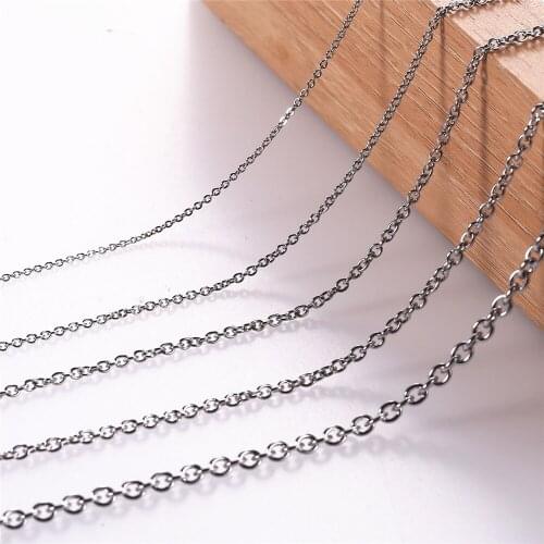 5m/lot 1.2mm 1.6mm 2mm 2.2mm 3.2mm Width Silver Tone Stainless Steel Metal Link Chain for Necklaces Bracelets Jewelry Making