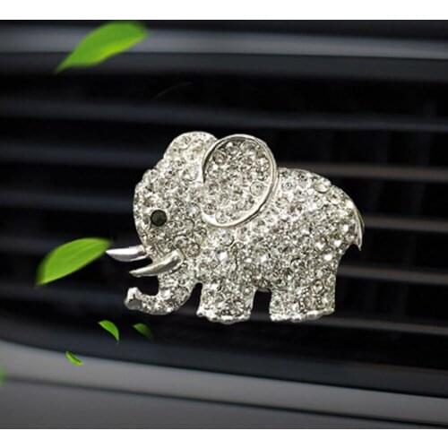 Car Ornament Cute Crystal Diamond Elephant Auto Air Conditioner Outlet Decoration Perfume Clip Air Freshener Car Fragrance Gifts
