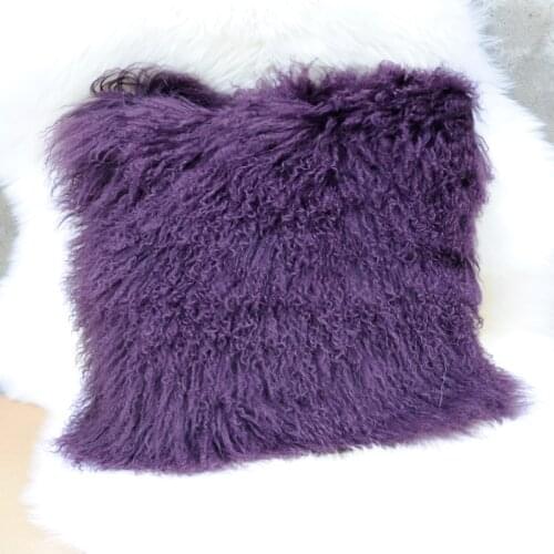 Free Shipping CX-D-04G Sofa Bed Home Car Room Home Dec Wholesale Luxury Real Mongolian Lamb Fur Cushion Cover Case