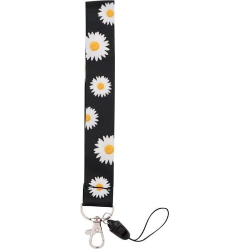 ER852 Flower Daisy Keychain Tags Strap Neck Short Lanyards For Keys ID Card Pass Gym Phone USB Badge Holder DIY Hang Rope