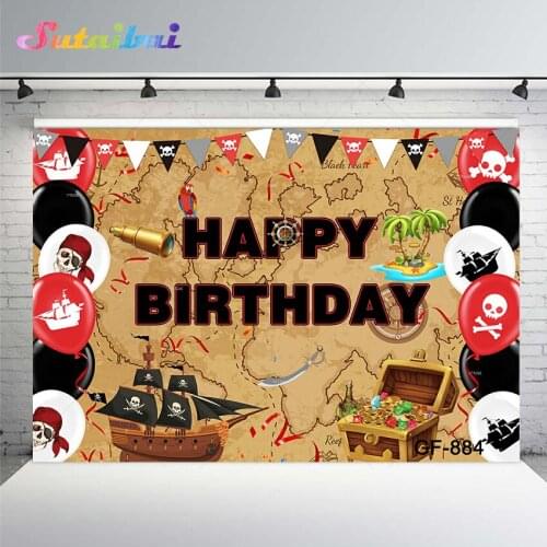 Pirate Ship Nautical Photography Backdrops Treasure Adventure Map Navigation Baby Shower Birthday Party Background Photo Studio