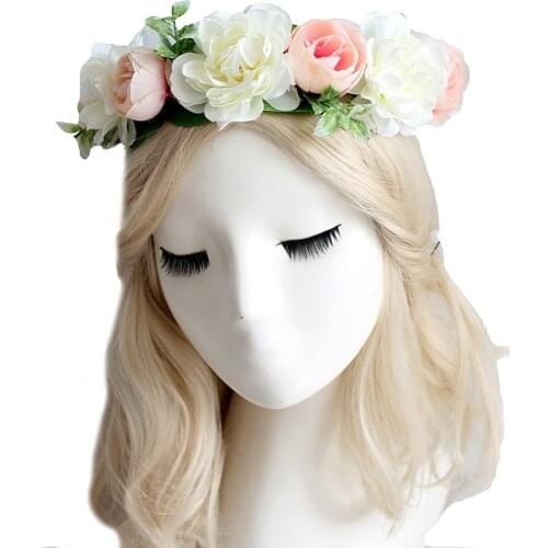 2021 New Ribbon Garland Simulation Flower Forest Elf Goddess Little Girl Headdress Travel Photo Photography Hair Accessories