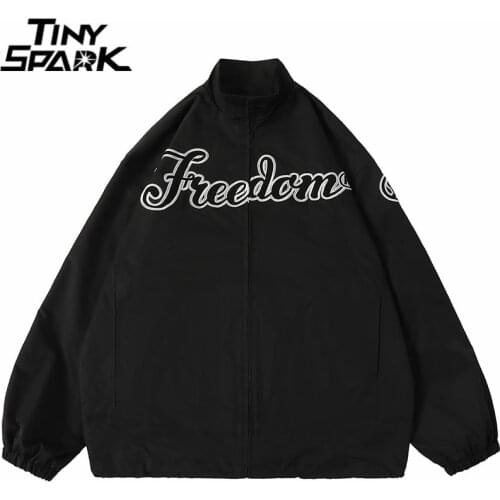 Hip Hop Streetwear Vintage Retro Jacket Coat Embroidery Letter Windbreaker Jacket Harajuku 2021 Men Spring Track Jacket Coat