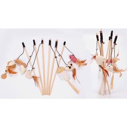Hot 1pc Pet cat toy Cute Design Tease sticks Animals Teaser Wand Wood rope Toy for cats Products For pet Product 40 cm