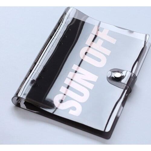 Creative A5 A6 Loose Leaf PVC Transparent Notebook Cover, Cool Diary Soft Black Shel lNew Notepad Planner Pad