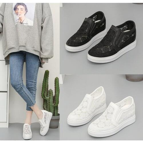 Summer Women Sneakers Ladies Slip On Vulcanized Shoes Casual Female Comfort Walking Shoes Breathable Hollow Out Increase Loafers