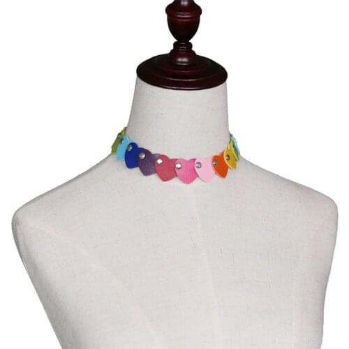 Lovely temperament Harajuku soft girl punk retro small heart love modelling necklace leather collar neck chain