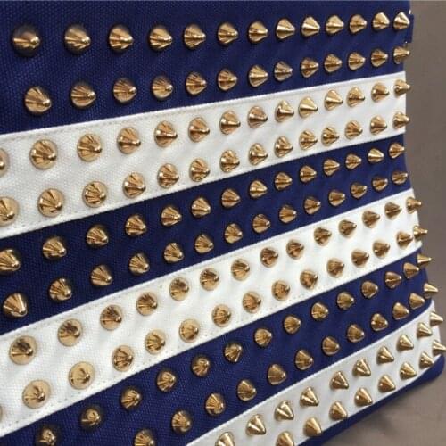 Fashion Waterproof Oxford Rivet Women Bag Punk Style Big Clutch Purse Bag Female High Capacity Zipper Envelope Bolsos Mujer