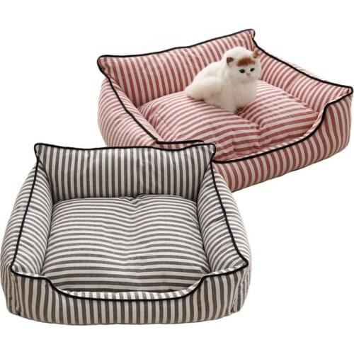 Pet Dog Fashion Removable Striped Bed Mat Comfortable Winter Keeping Warm Bed For Dogs Cats DB754