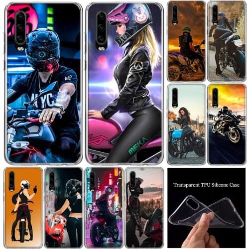 Motorcycle Boy Girls Soft Silicone Phone Case For Huawei P30 P40 P20 P10 Mate 10 20 30 Lite Plus Pro P Smart Z + Coque Cover She
