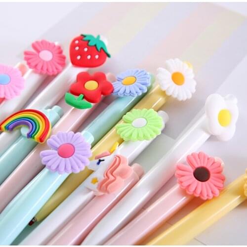 Cartoon Flower Fairy Pens Press Gel Pen Cute Pens 0.5mm Black Ink Refill Kids Gift Office School Stationary Supplies