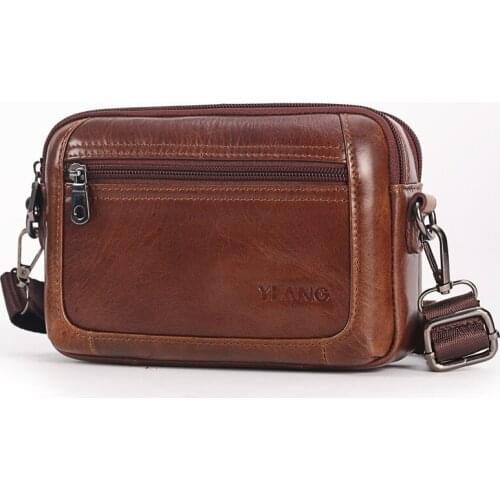 Men Genuine Leather Cowhide Small Shoulder Messenger Bags Cross Body Mobile Phone Pocket Hand Bag Belt Waist Designer Fanny Pack