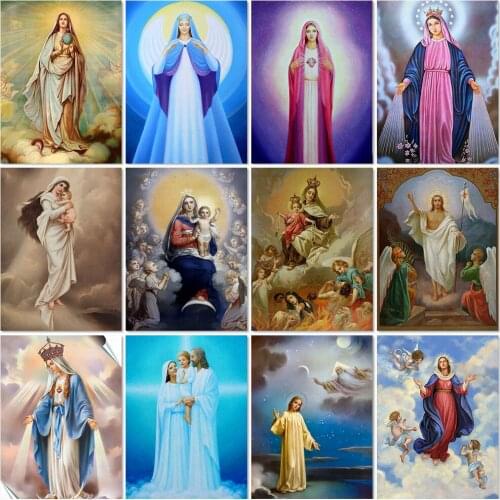 Full Drill 5D Diy Virgin Mary Christian Diamond Painting Religion 3D Diamond Embroidery Cross Stitch Kits Mosaic Wall Home Decor