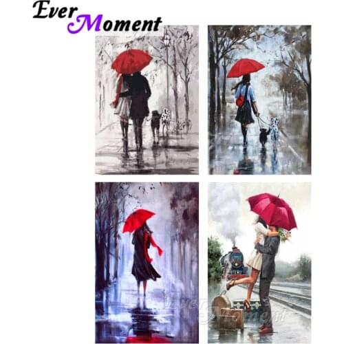 Ever Moment Diamond Painting Lovers Umbrella Rainy Diamond Mosaic Diamond Embroidery Full Square Resin DIY Cuadros ASF2075