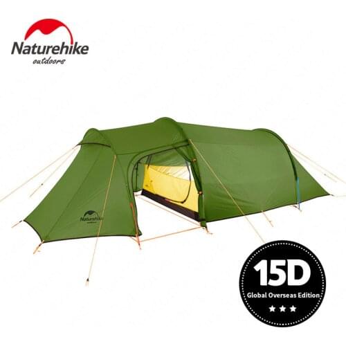 Nturehike NEW Opalus Tunnel Camping Tent 3-4 Person Ultralight Family Tent 4 Season 15D/20D/210T Fabric Tent Camping Hiking