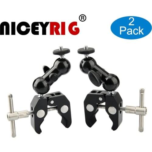NICEYRIG Magic Arm Bracket Ball Head Super Clamp Mount Multi-function Bottom Clamp for Studio Photo Camera Accessories Series