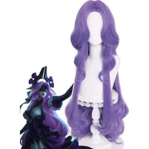 Mangoyoyo LoL Syndra Cosplay Wig LoL Withered Rose Syndra Cosplay Long Purple Wavy Women Wig Synthetic Hair Heat Resistant