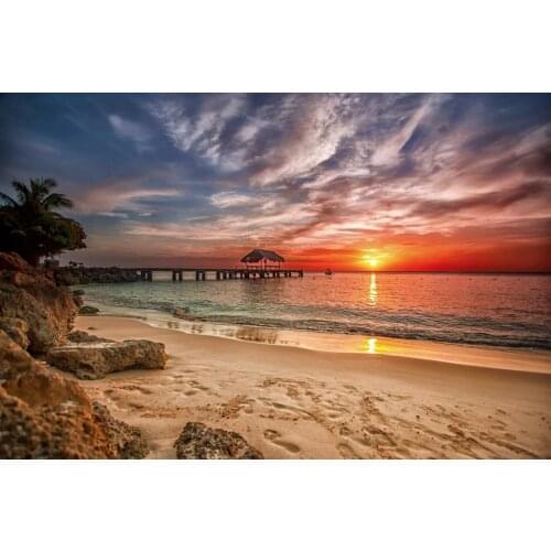 Beach beautiful piers nature Art Film Print Silk Poster Home Wall Decor 24x36inch