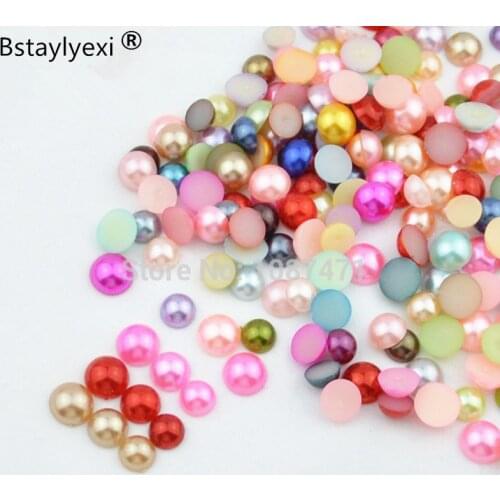 1000Pcs 2000pcs 500pcs mix Color Imitation Pearls Craft Half Round Flatback Beads Nail DIY Decoration clothing 4mm 6mm 8mm 10mm