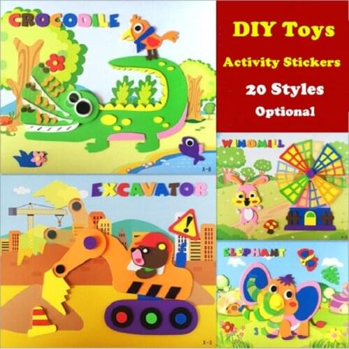 Rotatable 3D Foam Stickers DIY Movable Stickers 3D Pasting Paper Kids Puzzle Educational Toys 3D Stereo Stickers Children Gifts