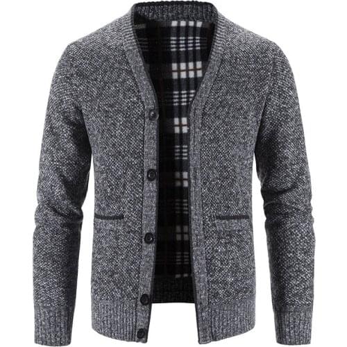 Casual Knitted Cardigan Sweater Men Spring Autumn V-Neck Thick Warm Windbreaker Mens Sweatercoats Dropshipping Sueter Masculino