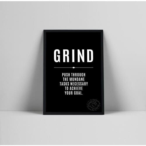 Grind Definition Print, Modern Office Decor, Motivational Inspirational Quote, Entrepreneur Gift, Large Black Poster