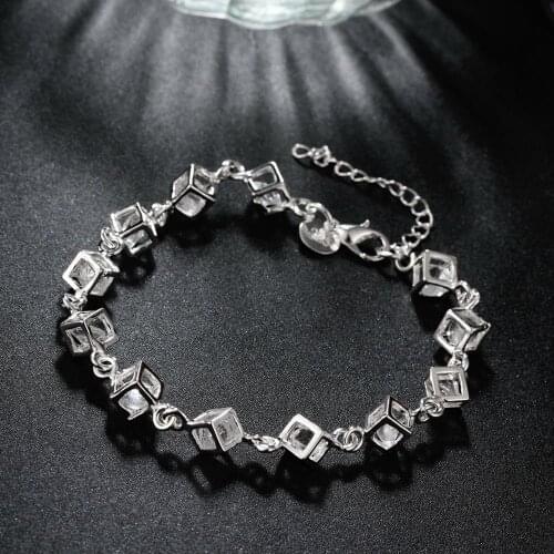 Factory direct Hot Crystal lattice chain 925 sterling silver Bracelets for women Wedding party Couples Gifts fashion Jewelry