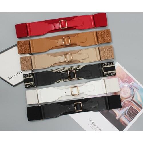 Women designer brand fashion belt spring summer 2021 elastic belts waistband black white brown red beige for dress