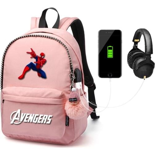 MARVEL cartoon Large capacity schoolbag boys girls USB Charging school bag Teenager travel Backpack waterproof book bag mochila