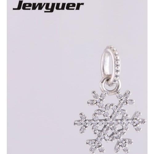 Silver Snowflake Charms 925 Sterling Silver Charm fit beads Bracelets necklaces Christmas gift DIY fine Memnon Jewelry DA079