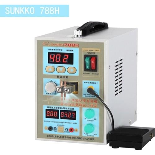 SUNKKO 788H small dual-use multi-pulse DIY18650 button lithium battery spot welding machine charging with LED light 36V