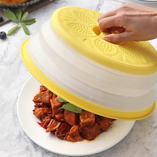 Easy Grip Collapsible Microwave Cover Microwave Plate Cover, Anti-Splatter Guard Plate Lid Colander Strainer for Fruit Vegetable
