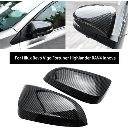 Carbon Fiber Side Rear View Mirror Cover Cap Decor Trim for Toyota Hilux Revo Vigo Fortuner Highlander RAV4 Innova