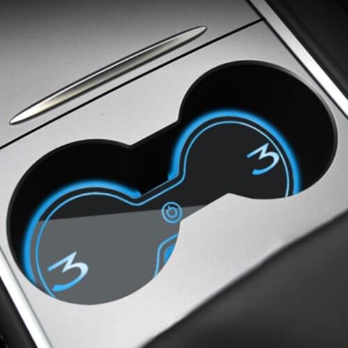 USB Intelligent Led Water Cup Pad Car Coaster Anti-slip Pad Mat For Decoration Car Styling Accessories For Tesla Model 3/S/X