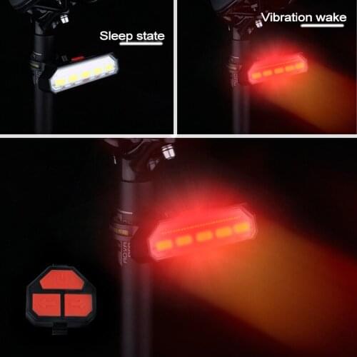 Bicycle Tail Light Intelligent Wireless Remote Control Turn Signal Warning Light Usb Charging Night Riding Equipment QW